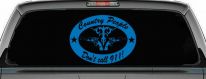Country People Dont Call 911 Car or Truck Window Vinyl Decal Sticker (Sky Blue)
