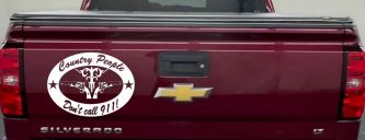 Country People Dont Call 911 Car or Truck Window Decal Sticker (White)