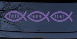 Christian Fish Faith Hope Love Car or Truck Window Vinyl Decal Sticker (Purple)