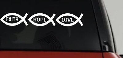 Christian Fish Faith Hope Love Car or Truck Window Vinyl Decal Sticker