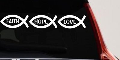 Christian Fish Faith Hope Love Car or Truck Window Vinyl Decal Sticker