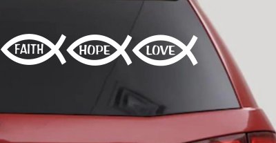Christian Fish Faith Hope Love Car or Truck Window Vinyl Decal Sticker