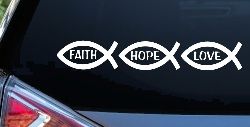Christian Fish Faith Hope Love Car or Truck Window Decal Sticker