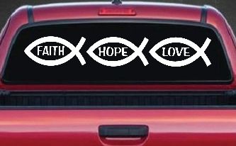 Christian Fish Faith Hope Love Car or Truck Window Decal Sticker