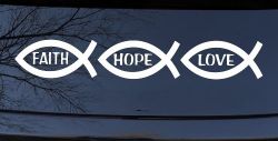 Christian Fish Faith Hope Love Car or Truck Window Decal Sticker