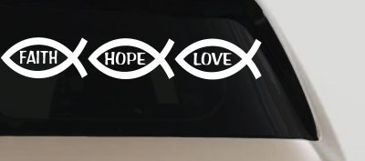 Christian Fish Faith Hope Love Car or Truck Window Vinyl Decal Sticker
