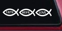 Christian Fish Faith Hope Love Car or Truck Window Decal Sticker