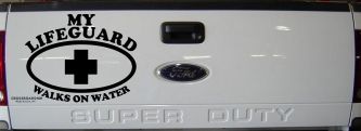 My Lifeguard Walks On Water Christian Car or Truck Window Decal Sticker (Black)