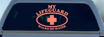 My Lifeguard Walks On Water Christian Car or Truck Window Vinyl Decal Sticker (Coral)