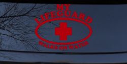 My Lifeguard Walks On Water Christian Car or Truck Window Decal Sticker (Red)