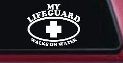 My Lifeguard Walks On Water Christian Car or Truck Window Decal Sticker