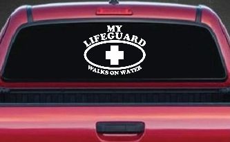 My Lifeguard Walks On Water Christian Car or Truck Window Decal Sticker