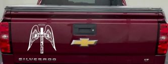 Jesus Is Lord Angel Wings Cross Halo Christian Car or Truck Window Vinyl Decal Sticker (White)