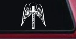 Jesus Is Lord Angel Wings Cross Halo Christian Car or Truck Window Decal Sticker