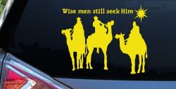 Jesus Wise Men Still Seek Him Christian Car or Truck Window Decal Sticker (Yellow)