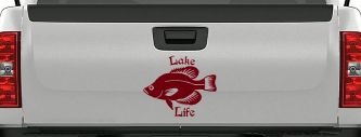 Lake Life Crappie Fishing Car or Truck Window Decal Sticker (Burgundy)