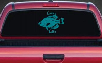 Lake Life Crappie Fishing Car or Truck Window Decal Sticker (Turquoise Blue)