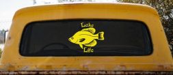 Lake Life Crappie Fishing Car or Truck Window Vinyl Decal Sticker (Yellow)