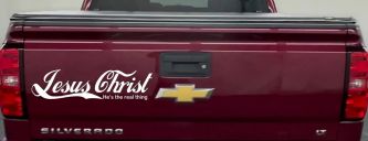 Jesus Christ He Is The Real Thing Christian Car or Truck Window Decal Sticker (White)