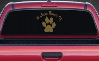 In Loving Memory Of Dog Paw Car or Truck Window Decal Sticker (Gold)