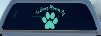 In Loving Memory Of Dog Paw Car or Truck Window Decal Sticker (Mint)