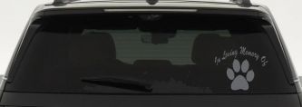 In Loving Memory Of Dog Paw Car or Truck Window Decal Sticker (Silver)