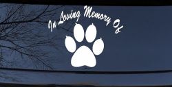 In Loving Memory Of Dog Paw Car or Truck Window Decal Sticker