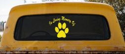 In Loving Memory Of Dog Paw Car or Truck Window Vinyl Decal Sticker (Yellow)