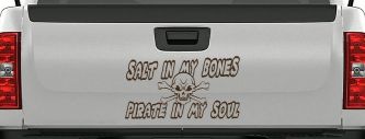 Salt In My Bones Pirate In My Soul Funny Car or Truck Window Decal Sticker (Brown)