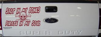 Salt In My Bones Pirate In My Soul Funny Car or Truck Window Decal Sticker (Burgundy)