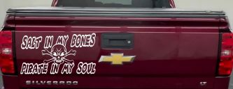 Salt In My Bones Pirate In My Soul Funny Car or Truck Window Vinyl Decal Sticker (White)