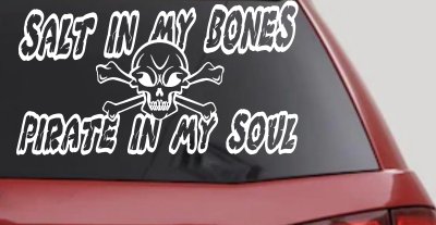 Salt In My Bones Pirate In My Soul Funny Car or Truck Window Vinyl Decal Sticker