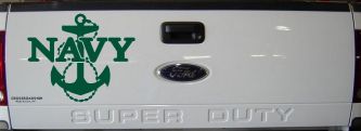 Navy With Anchor Military Car or Truck Window Decal Sticker (Dark Green)