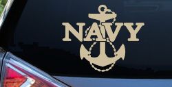 Navy With Anchor Military Car or Truck Window Vinyl Decal Sticker (Desert Sand)