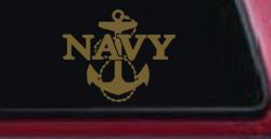 Navy With Anchor Military Car or Truck Window Decal Sticker (Gold)