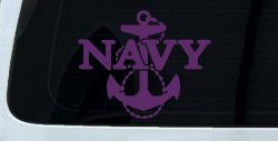 Navy With Anchor Military Car or Truck Window Decal Sticker (Violet)
