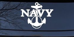 Navy With Anchor Military Car or Truck Window Decal Sticker