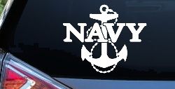 Navy With Anchor Military Car or Truck Window Decal Sticker