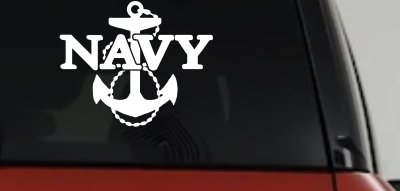 Navy With Anchor Military Car or Truck Window Vinyl Decal Sticker