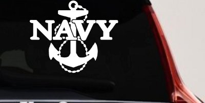 Navy With Anchor Military Car or Truck Window Vinyl Decal Sticker