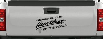 Jesus Is The Heartbeat Of The World Christian Car or Truck Window Decal Sticker (Black)
