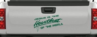 Jesus Is The Heartbeat Of The World Christian Car or Truck Window Decal Sticker (Dark Green)