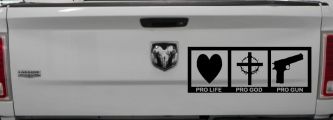 Pro Life Pro God Pro Gun Country Car or Truck Window Decal Sticker (Black)