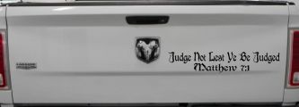 Judge Not Lest Ye Be Judged Matthew 7:1 Christian Car or Truck Window Decal Sticker (Black)