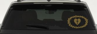 Crown Of Thorns Heart Cross Christian Car or Truck Window Decal Sticker (Gold)