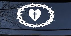Crown Of Thorns Heart Cross Christian Car or Truck Window Decal Sticker