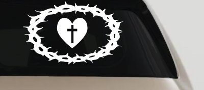 Crown Of Thorns Heart Cross Christian Car or Truck Window Vinyl Decal Sticker