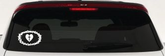 Crown Of Thorns Heart Cross Christian Car or Truck Window Decal Sticker (White)