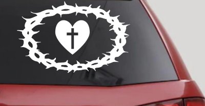 Crown Of Thorns Heart Cross Christian Car or Truck Window Vinyl Decal Sticker