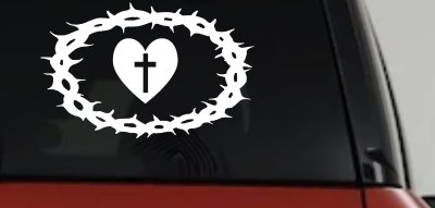 Crown Of Thorns Heart Cross Christian Car or Truck Window Vinyl Decal Sticker